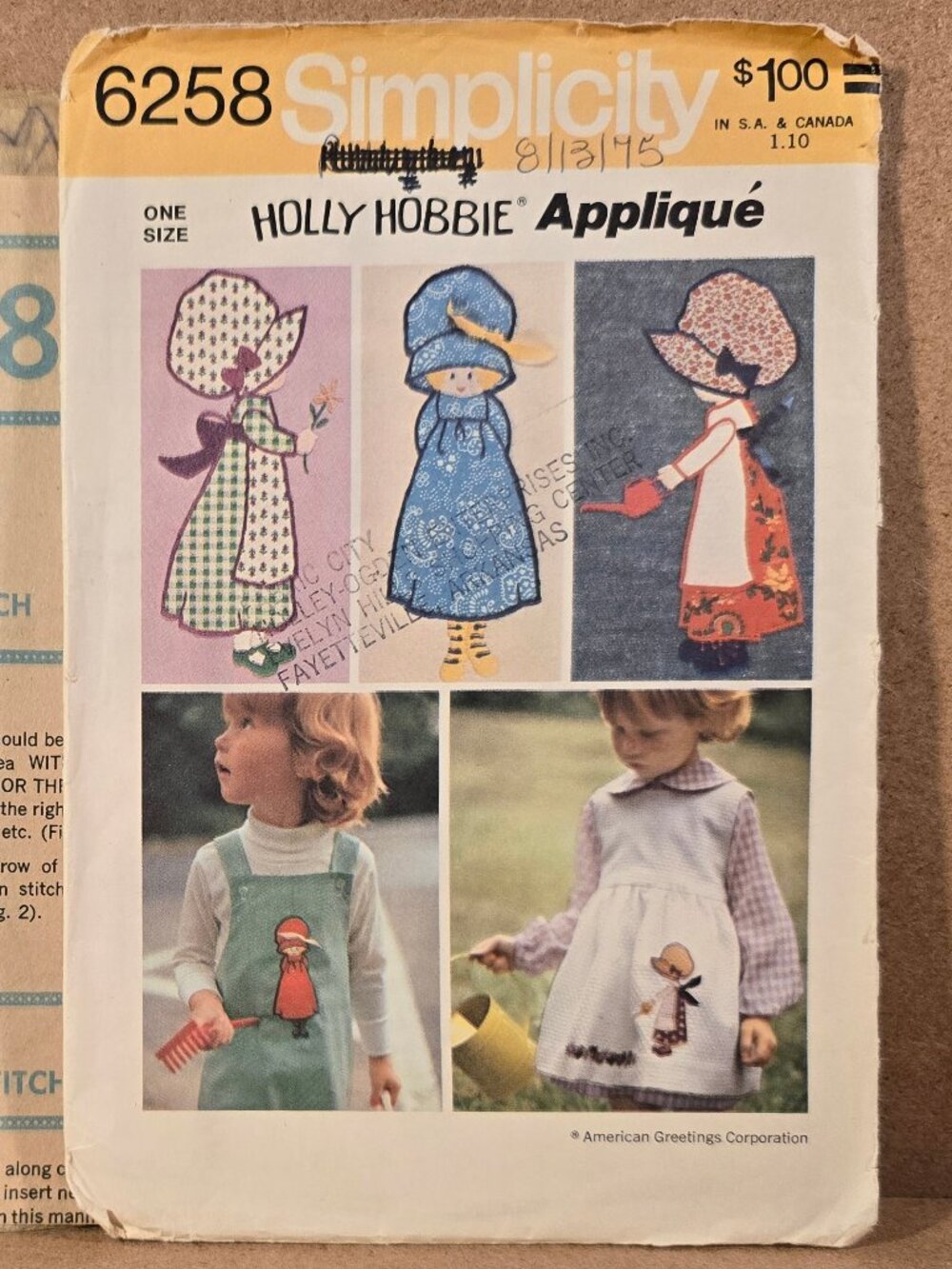 SEWING PATTERN Simplicity 6258 (American Greetings Cooperation)HOLLY HOBBIE®NWT